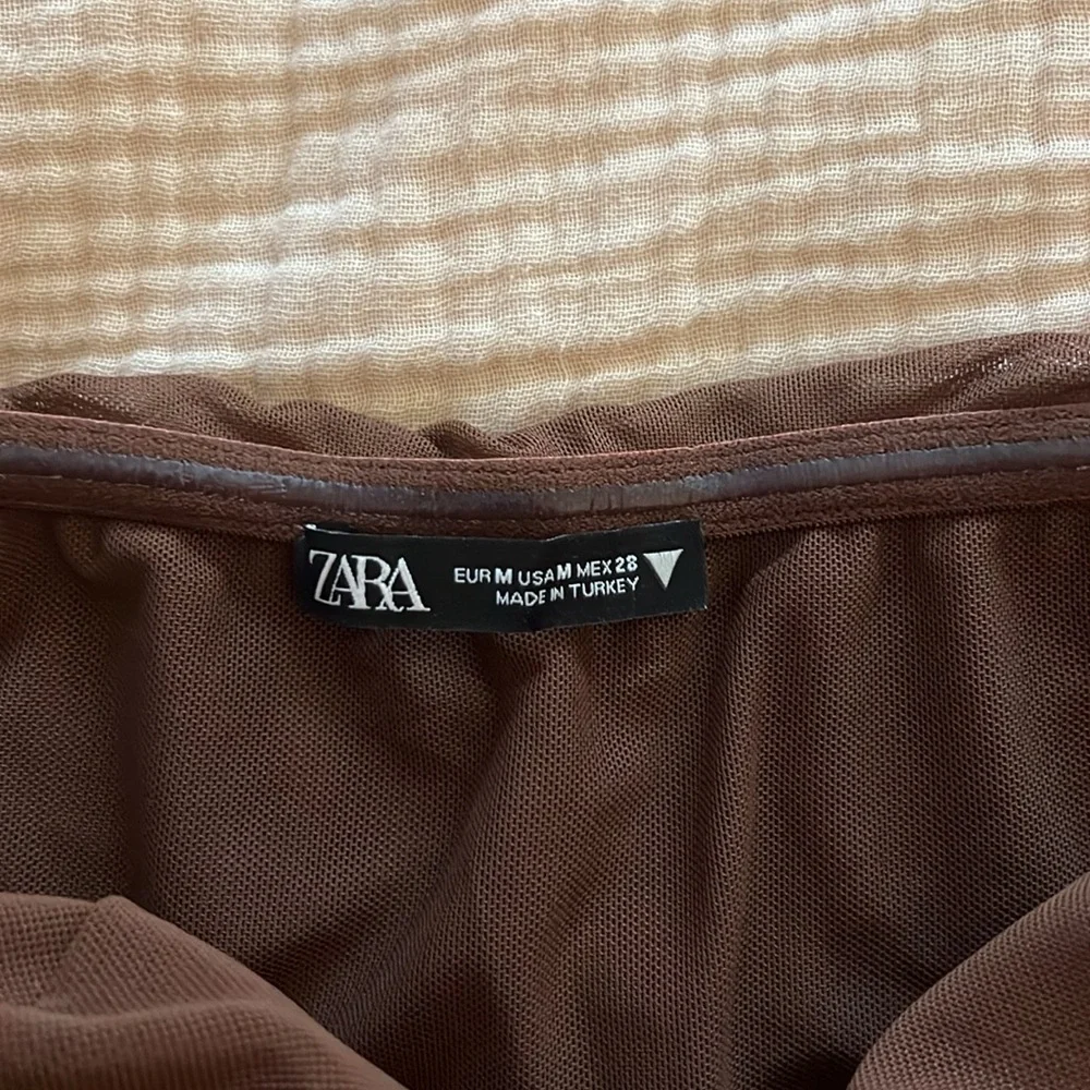 ZARA BROWN CORSET CROP TOP - Picture 4 of 4